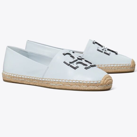Tory Burch $228 Ines Espadrille Flats Pale Icy Blue Leather 9.5 10 - Picture 3 of 8